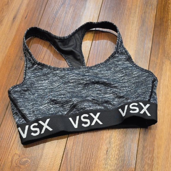 Victoria's Secret Other - Victoria's Secret VSX Black Heather Racerback Sports Bra with Logo Band